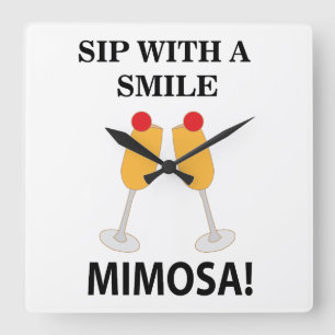 Horloge Carrée Mimosa Sip Avec Le Sourire Mimosa