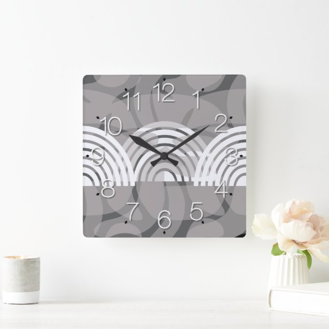 Horloge Carrée Minimalist Mixed Boho Arches (Maison)