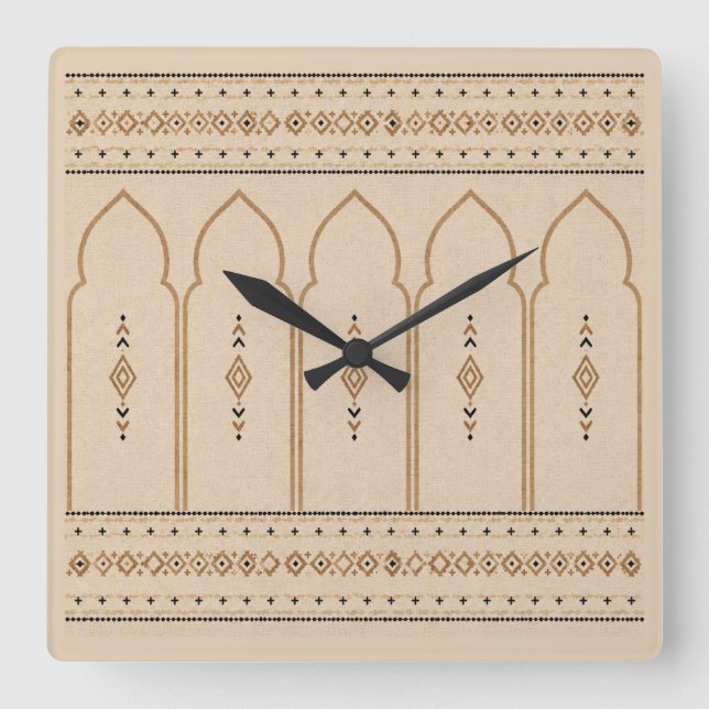 Horloge Carrée Minimalist Moroccan Arch Wall Clock (Recto)