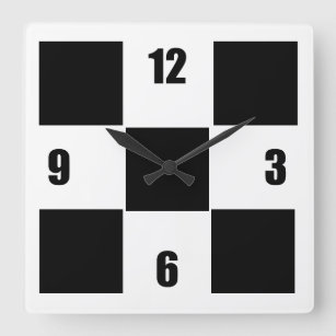 Horloge Carrée Minimaliste Moderne Du Tablier Noir Et Blanc