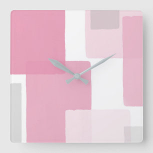 Horloge Carrée Minimaliste moderne gris rose