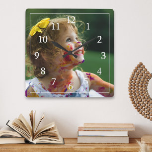 Horloge Carrée Minimaliste Moderne Une Grande Photo Personnalisée