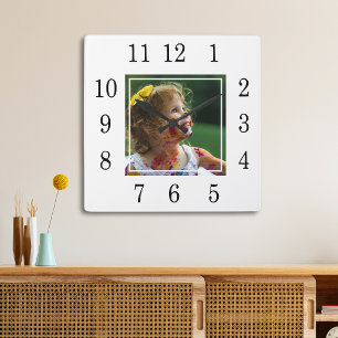 Horloge Carrée Minimaliste Moderne Une Photo Noir Et Blanc