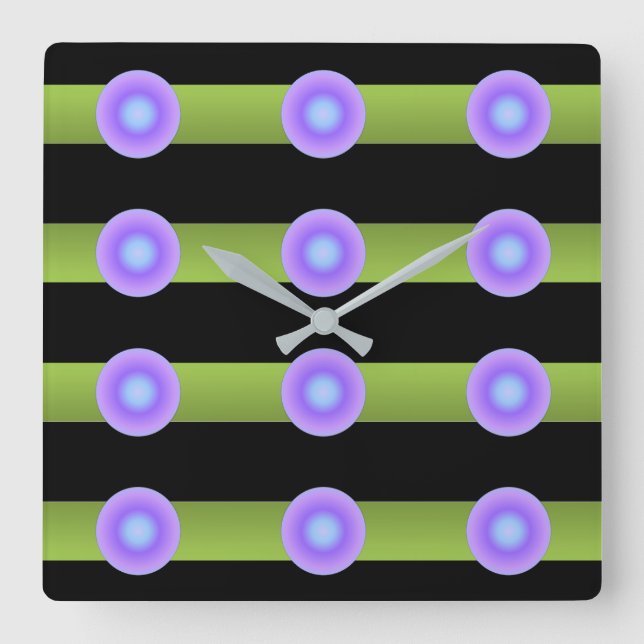 Horloge Carrée Minimum Avant-Garde Lime Green and Indigo (Recto)