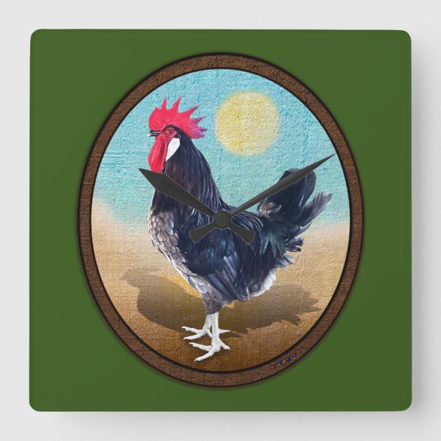Horloge Carrée Minorque Rooster Vintage Oval (Recto)