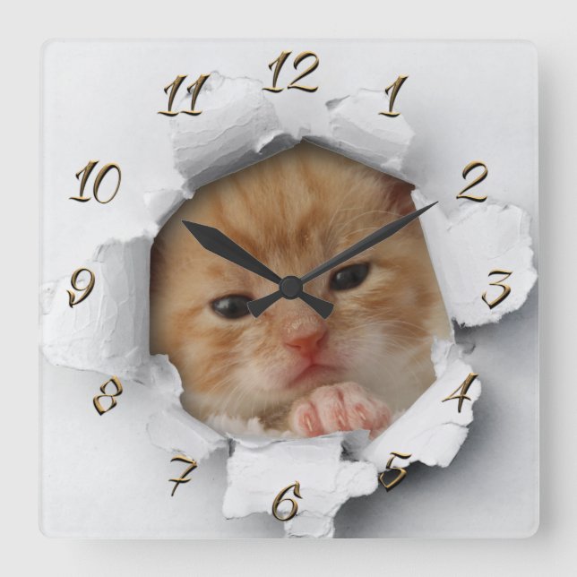 Horloge Carrée Minou (Recto)