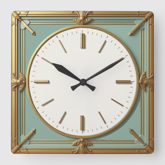 Horloge Carrée Mint Art déco (Recto)