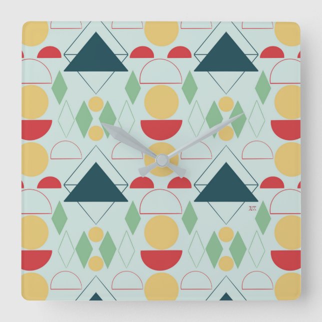 Horloge Carrée Mint géométrique moyenne du siècle (Recto)