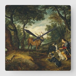 Horloge Carrée Miracle de saint Hubert par Pierre Paul Rubens 