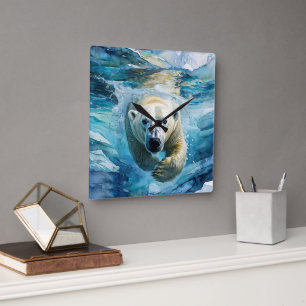 Horloge Carrée Mirage arctique : Le Monarque de la natation