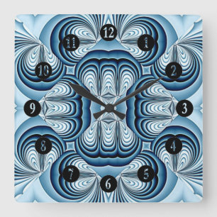 Horloge Carrée Miroirs Abstraits bleus