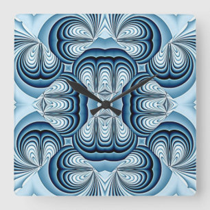Horloge Carrée Miroirs Abstraits bleus