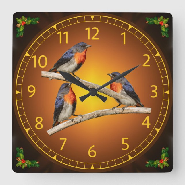 Horloge Carrée Mistletoebird, Pic-aux-Fleurs, Australie, Indonési (Recto)