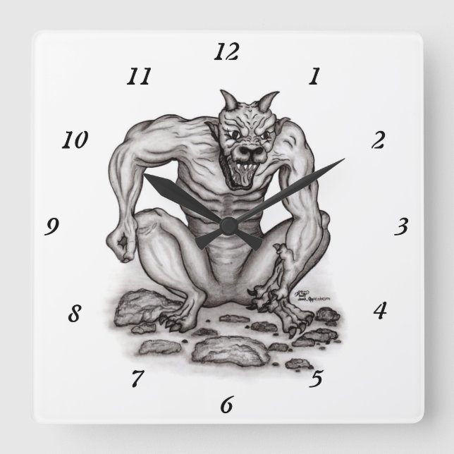 Horloge Carrée Mix-Créature - Troll, Golem et Devil (Recto)