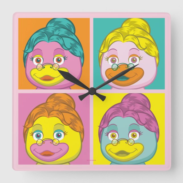 Horloge Carrée Mme Birdy Pop Art (Recto)