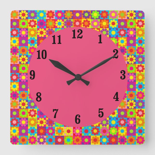 Horloge Carrée Mod Fleur Power (Recto)