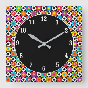 Horloge Carrée Mod Flower Power