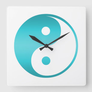 Horloge Carrée Modèle bleu turquoise Yin-Yang d'illustration de