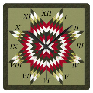 Horloge Carrée Modèle de courtepointe Lone Star pour les fêtes