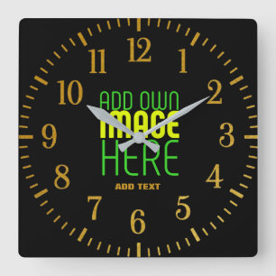 HORLOGE CARRÉE MODÈLE DE TEXTE D'IMAGE NOIRE SIMPLE ET MODERNE
