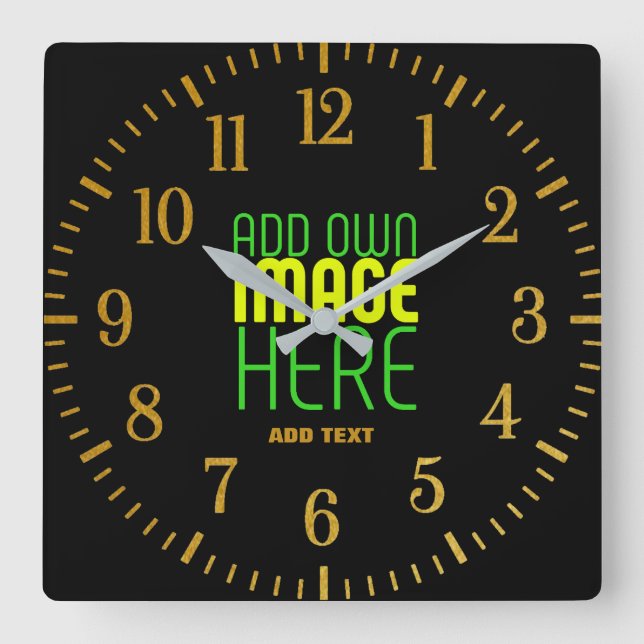 HORLOGE CARRÉE MODÈLE DE TEXTE D'IMAGE NOIRE SIMPLE ET MODERNE (Recto)