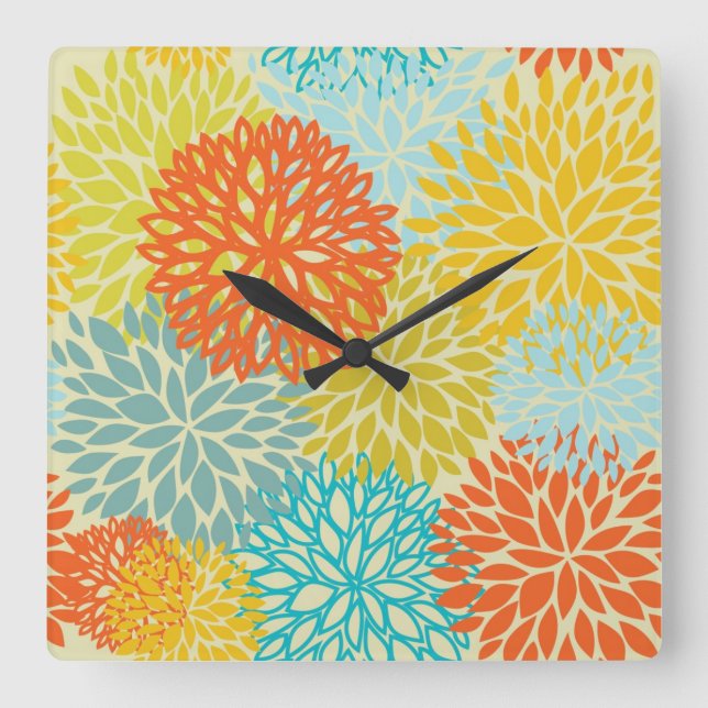 Horloge Carrée Modèle floral 3 (Recto)