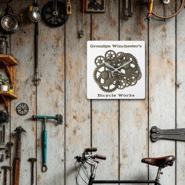 Horloge Carrée Modèle Steampunk Rustique Gears Sprockets (Créateur téléchargé)