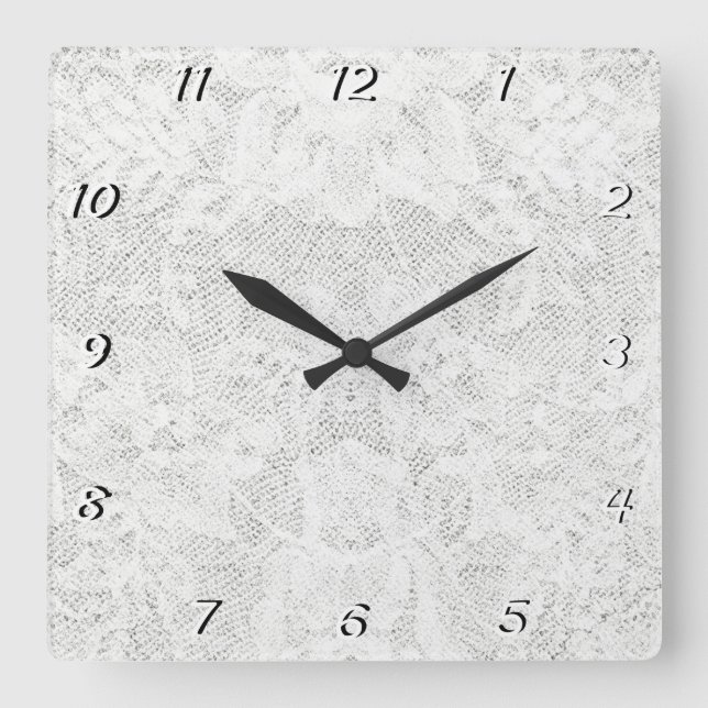 Horloge Carrée Modèle - White Lace Background (Recto)