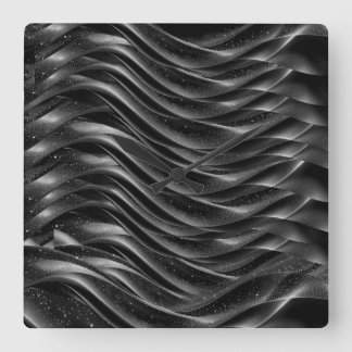 Horloge Carrée Modern Abstract Black Waves Wall Clock –