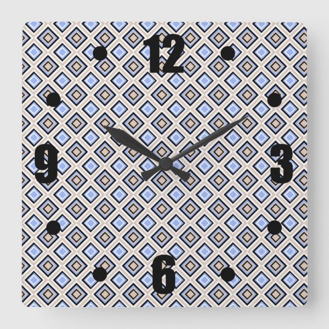 Horloge Carrée Modern and Gray Confeti Squares Geo Pattern (Recto)