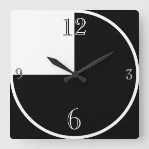 Horloge Carrée Modern Black and White abstract Large Clock