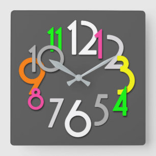 Horloge Carrée Modern Colorful Neon Wall Clock