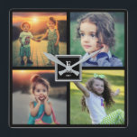 Horloge Carrée Modern Family photo collage monogram name<br><div class="desc">Family photo collage clock Vous pouvez prendre des photos.
Add your own personnel photo to personalize the clock and add your own name,  monogram and year.
 J'ai un contact.</div>