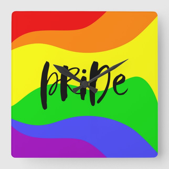 Horloge Carrée Modern Pride Rainbow (Recto)
