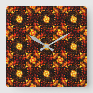 Horloge Carrée Moderne Bohème Élégant Motif Artistique Abstrait D