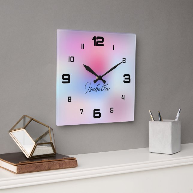 Horloge Carrée Moderne Coloré  (Bureau)