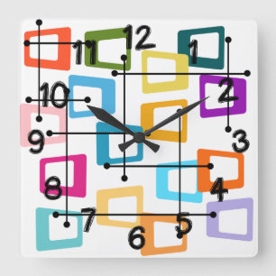 Horloge Carrée Moderne du milieu du siècle atomique