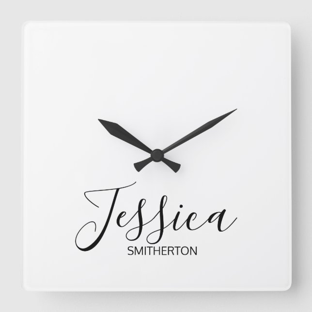 Horloge Carrée Moderne Élégant Nom Complet Tendance (Recto)