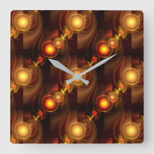 Horloge Carrée Moderne élégante abstraction bohème dorée motif ar