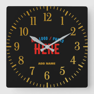 HORLOGE CARRÉE MODERNE ET MODERNE PERSONNALISABLE NOIR VÉRIFIÉ