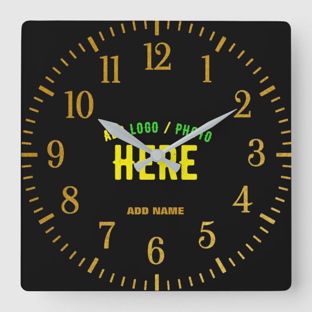 HORLOGE CARRÉE MODERNE ET MODERNE PERSONNALISABLE NOIR VÉRIFIÉ (Recto)