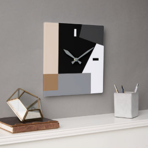 Horloge Carrée Moderne Motif Artistique Abstrait de Blocs