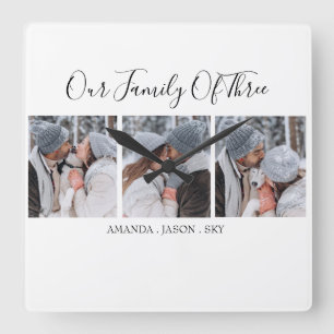 Horloge Carrée Moderne Notre Famille Des Trois  Photo