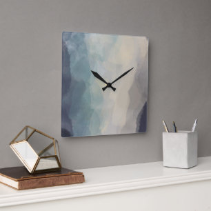 Horloge Carrée Moderne Pastel Blue Joli Motif Abstrait