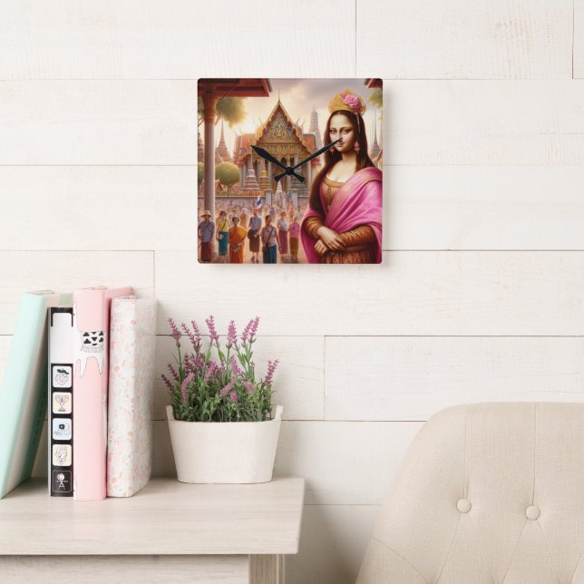 Horloge Carrée Mona est en face du temple thaïlandais (Salle de lecture)