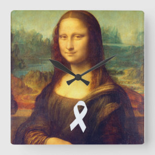 Horloge Carrée Mona Lisa Au Ruban Blanc