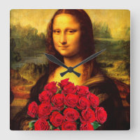 Mona Lisa Avec Bouquet De Roses Rouges