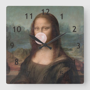Horloge Carrée Mona Lisa Blown Pink Buble gomme