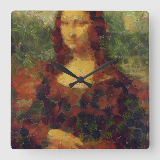 Horloge Carrée Mona Lisa Lettuce Art fine Cuillère végétale (Recto)