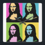 Horloge Carrée Mona Lisa - Style Pop Art<br><div class="desc">Mona Lisa est stylisée dans Pop Art et Son célèbre sourire est également coloré. Pour les amateurs de Pop Art. En ce qui concerne la peinture de Léonard de Vinci,  voici Art Revisité !</div>